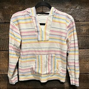 Roxy Pastel Striped Pullover Hoodie in Pink, Blue, Yellow